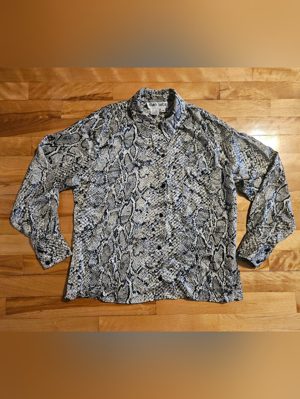 Silk Blouse 100% Silk Snake Print Size M